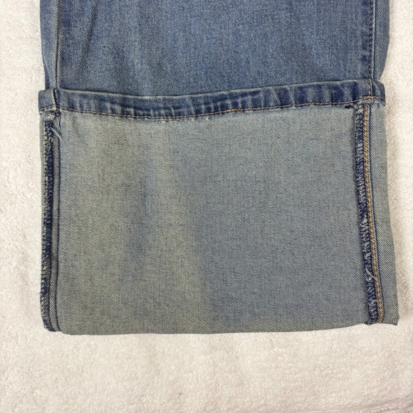 Madden Girl Wide Leg Jeans Womens Size 3 Light Wash Cuffed Cropped - Picture 7 of 12